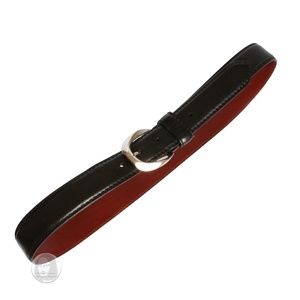 De Vecchi by Hamilton Hodge Belt Mens Black Leather Silver Metal Hardware 36in